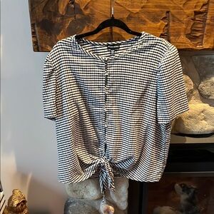 Modern Works  Black and White Checkered Women's Top